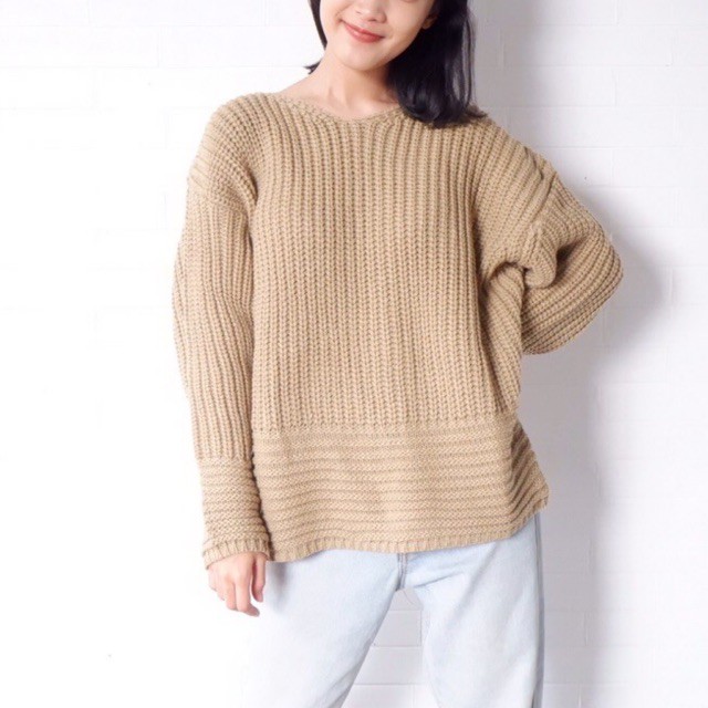 Vintage House Kayra Oversized Sweater ((Sweater Rajut Wanita Korea / Korean Sweater)-3