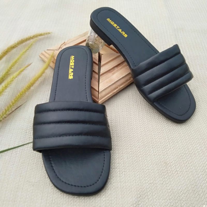 mqstars Sandal Flat WanitaTeplek Sendal Slop Empuk Gemoy Terbaru