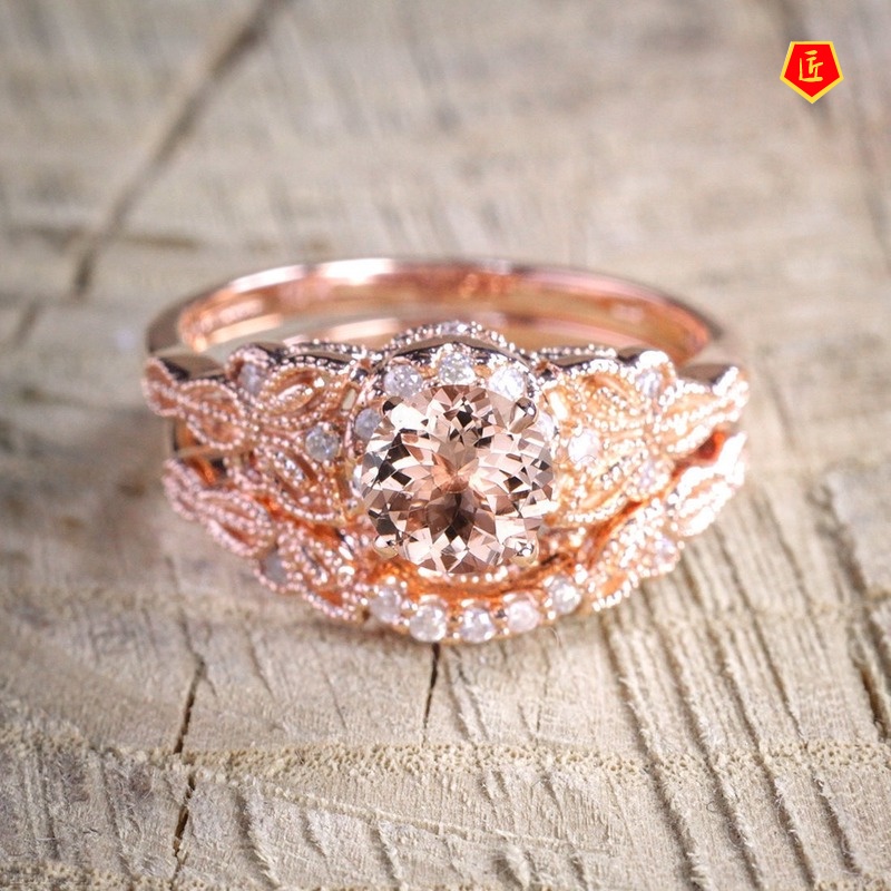 [Ready Stock]18K Rose Gold Micro Inlaid Moissanite Ring