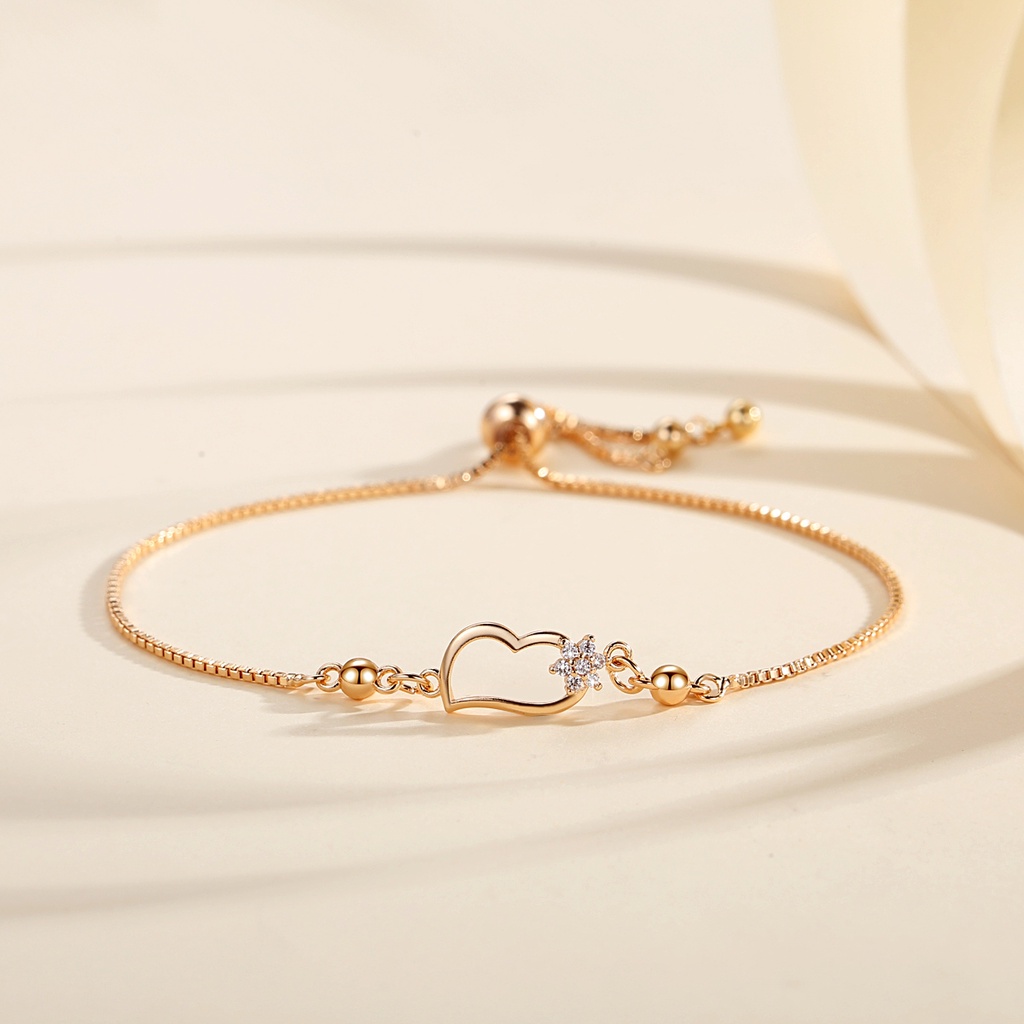 Y717 【COD】 Perhiasan Gelang Wanita Bentuk Hati Gelang Titanium Anti Karat Korea