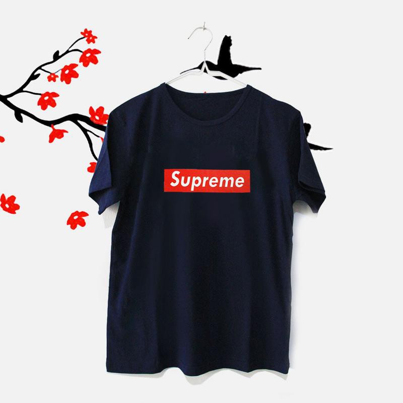 Tumblr Tee T-Shirt Kaos Wanita Lengan Pendek Supreme Warna Navy.jpg