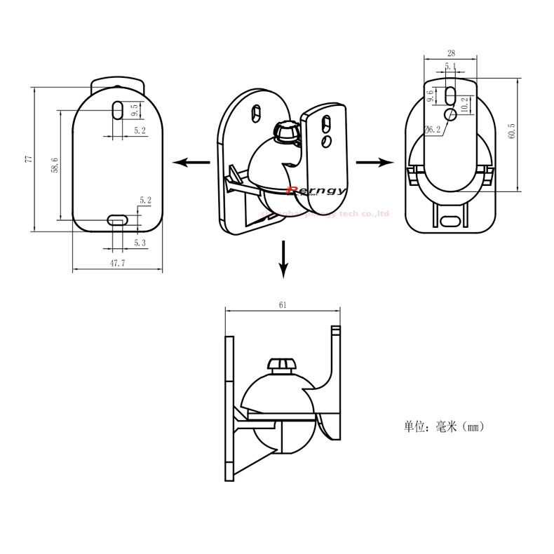 (100% BARANG ORI) D Mount Bracket Universal Sound Speaker Wall Mount 1 Pair - SW-03B