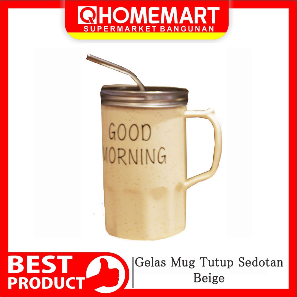 Gelas Mug Kopi Plus Tutup Sedotan Good Morning Lucu Unik Shopee