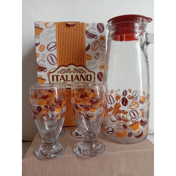 Italiano Drink Set / Set teko gelas kopi 5 in 1