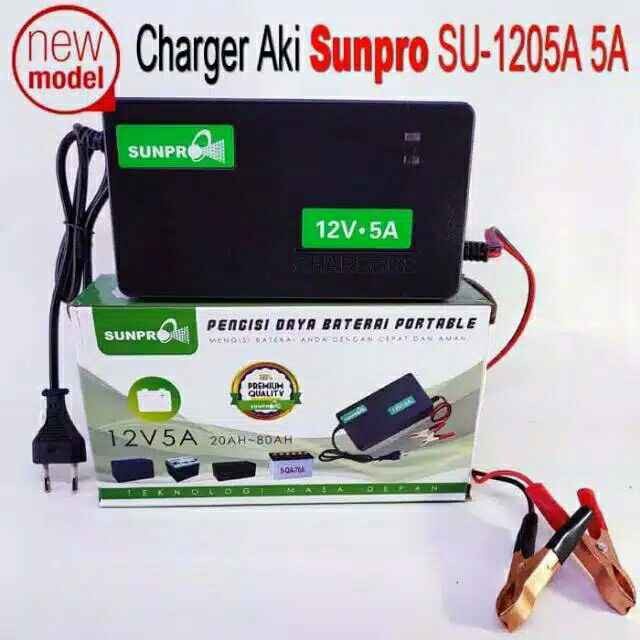 Pengisi Daya Batrai Aki Portable 12v5A Merk Sunpro Berkualitas