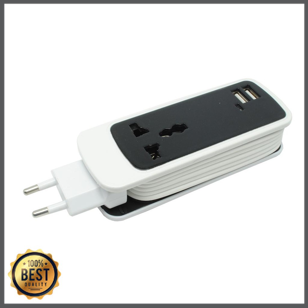 Grab Medan Stop Kontak Colokan Listrik Universal dengan 2 USB Port - EXBO-S15 hitam EXBO