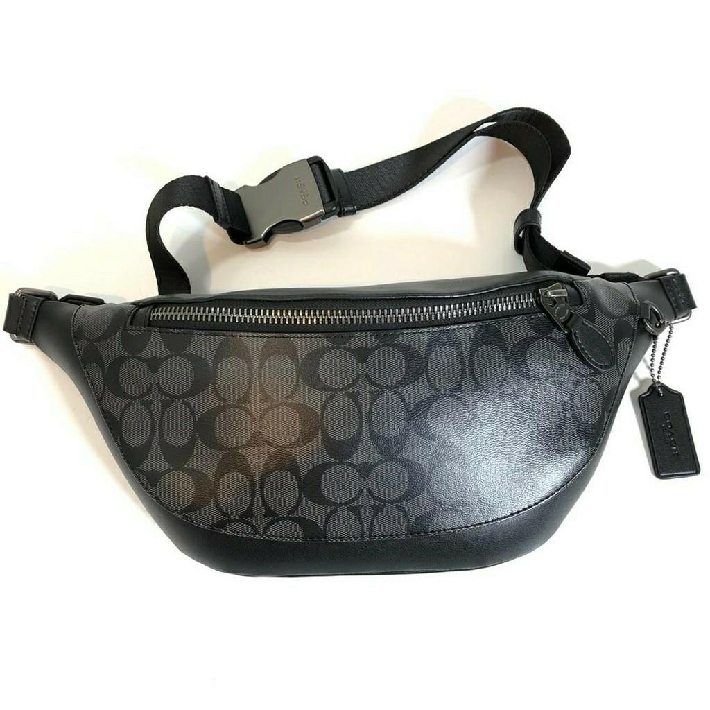 GlamOrifactory Coach 78777 Warden Belt Bag In Signature Canvas Charcoal Black