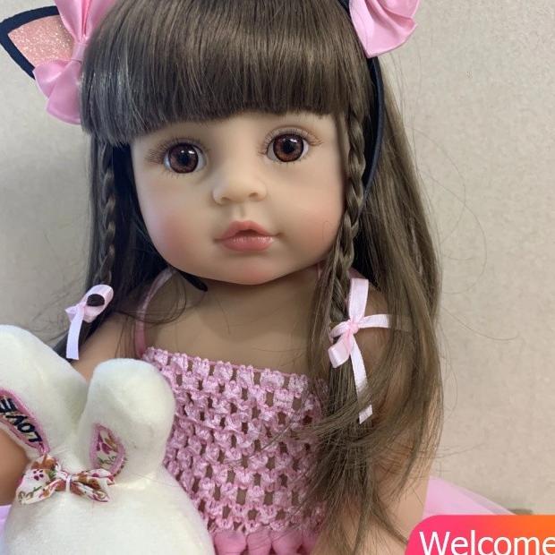 5O3Ij8A Mainan Boneka Reborn Bayi Perempuan Full Body Bahan Silikon Lembut
