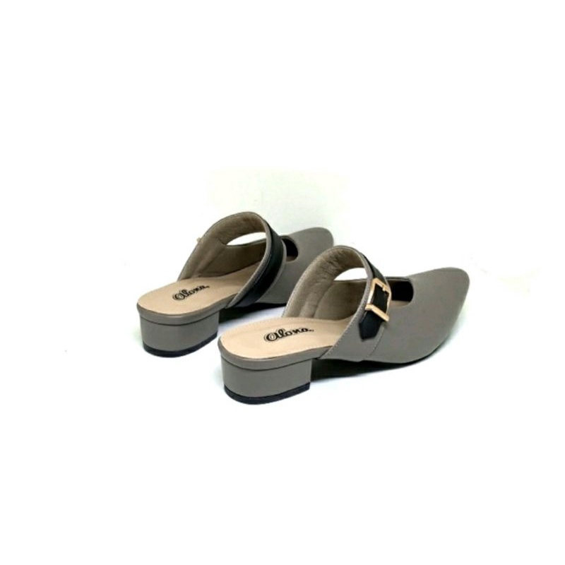 COD / Big Size Sandal Bustong 41-45 Wanita Semi Formal / Sepatu Sendal Heels  Cewek JUMBO Gede Banget Kulit Abu2, 44