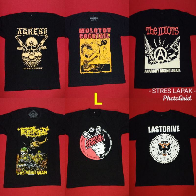 PROMO MURAH Ts t-shirt kaos band punk L bunga hitam dislaw total riot the casualities teleriax sapub