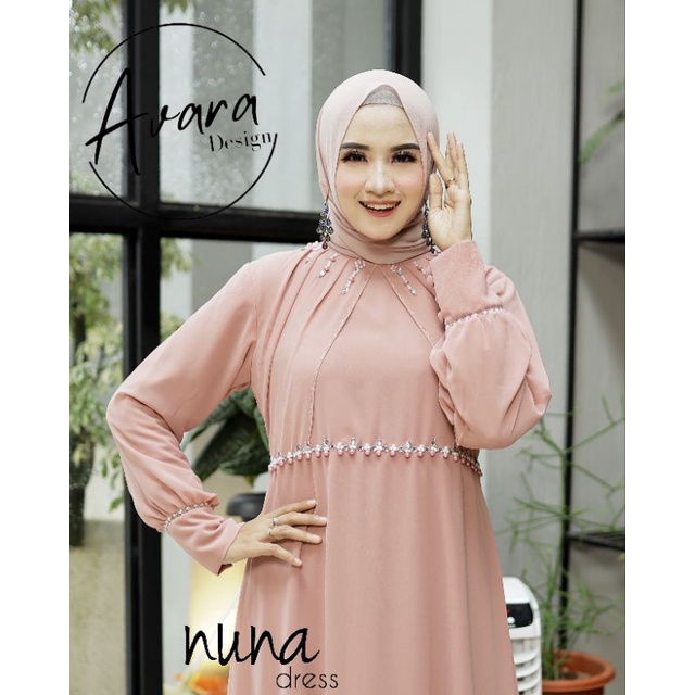 Fashion muslim Dress Gamis Nuna ORI Avara Design kualitas Premium Cocok buat Pakai Acara Kasual Gami