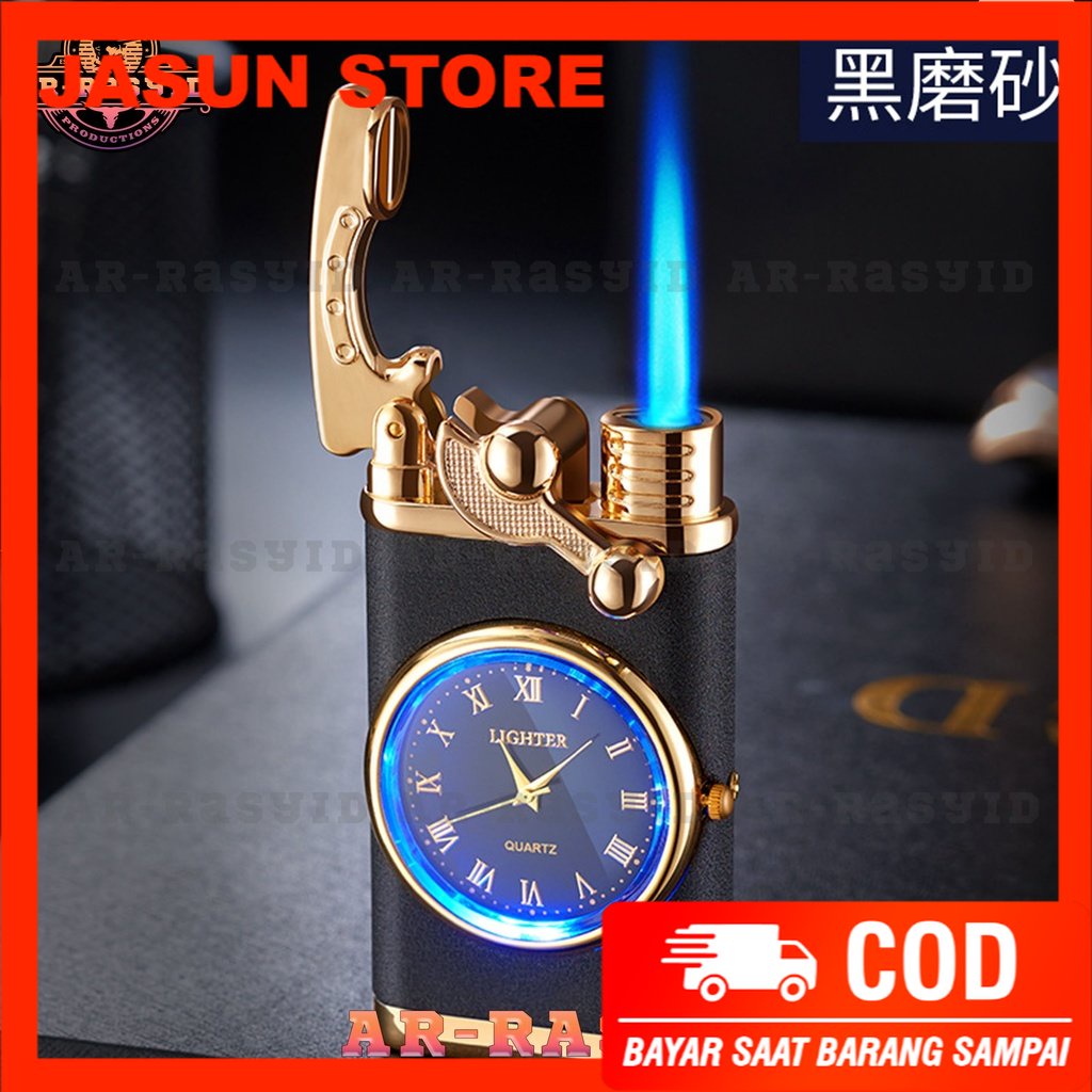 BISA COD! Korek Api Las Gas Jam Elegan Watch Rocker Lighter HF-606 1856