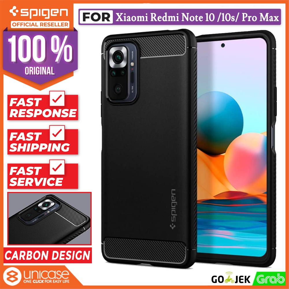case xiaomi redmi note 10  10s  pro max spigen rugged armor carbon casing