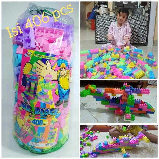 Mainan Lego Mr Block Besar 406 Pcs Edukasi - Brick Anak Edukatif
