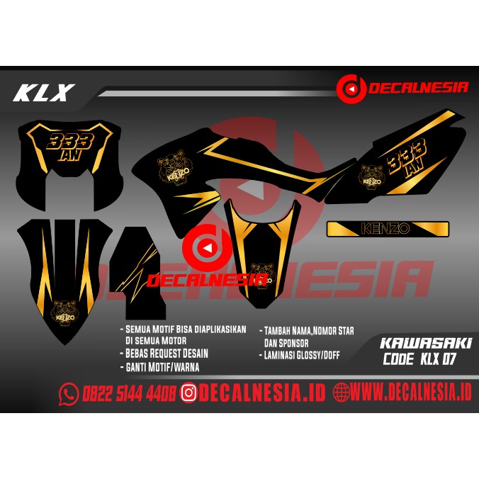 Decal Stiker KLX BF/Decal KLX BF/Stiker KLX BF/Decal KLX BF/Stiker KLX 150 BF Full Body Motif Gold