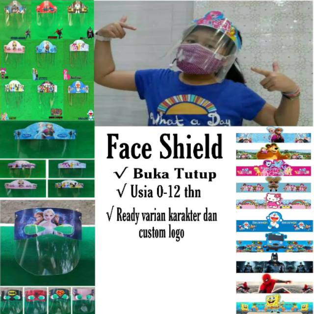FACESHIELD PELINDUNG WAJAH/ FACESHIELD ANAK KARAKTER/FACESHIELD MURAH/ FACESHIELD KARAKTER LUCU
