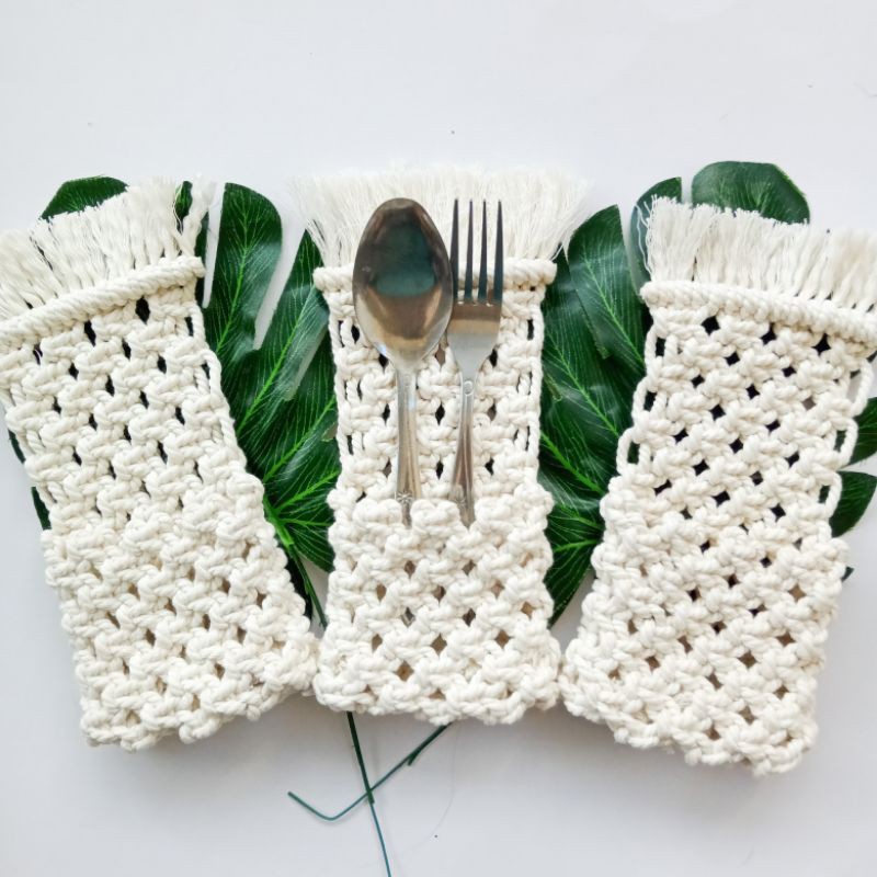 Tatakan sendok macrame, tatakan sendok unik, macrame coaster, tatakan sendok boho, tatakan sendok