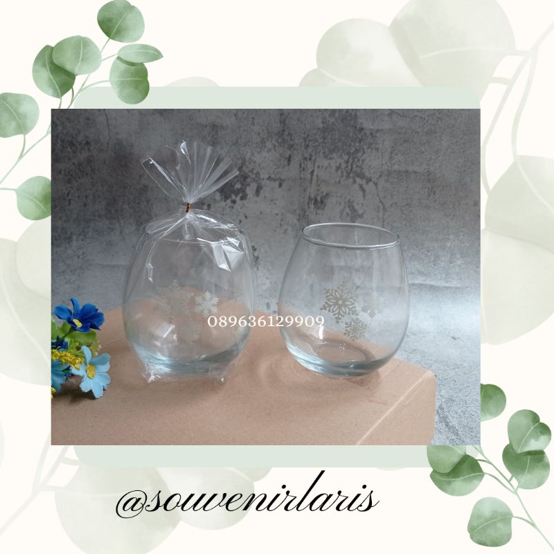 souvenir pernikahan gelas tuscany kemasan plastik