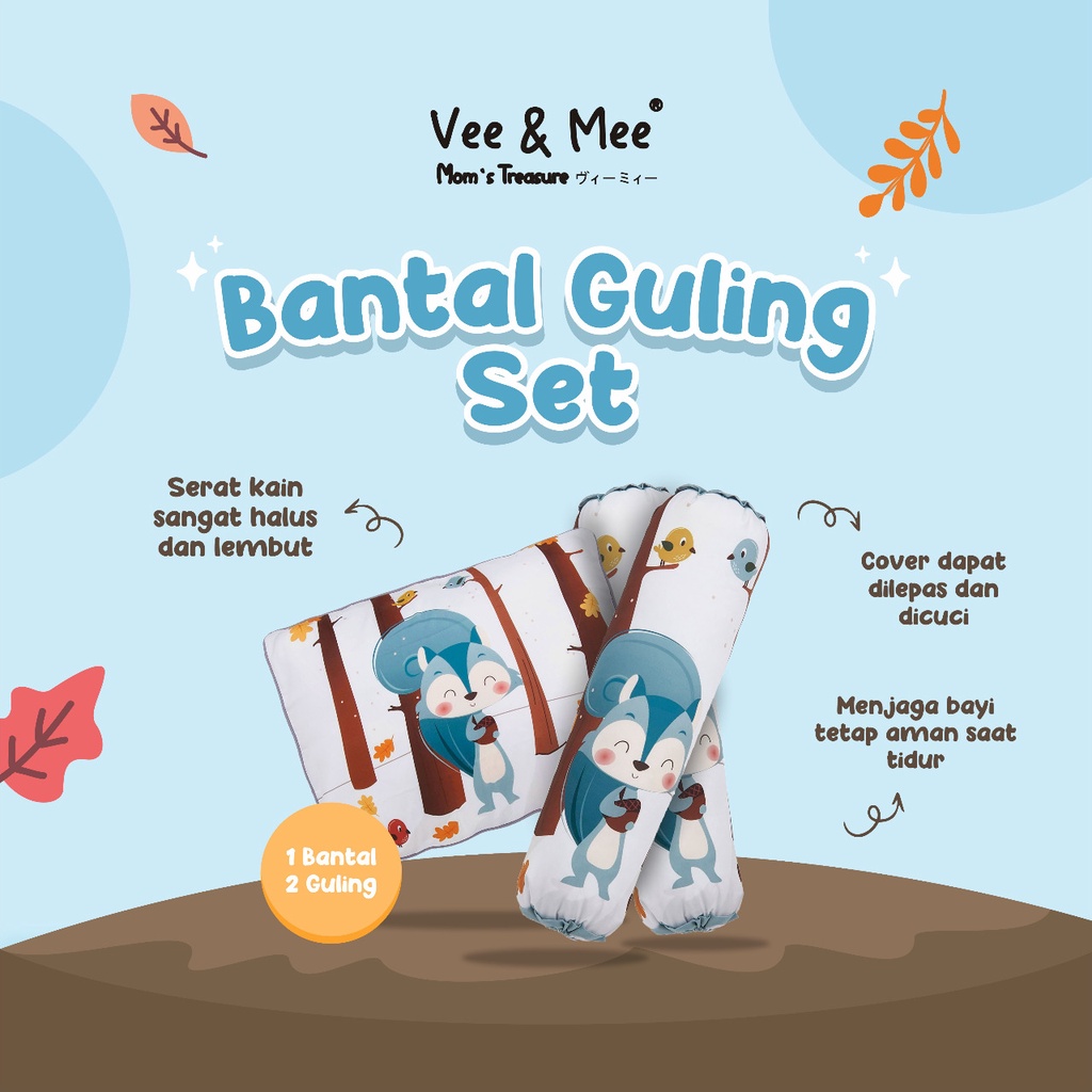 Vee &amp; Mee Bantal Guling Set | Bantal dan Guling Anti Bakteri