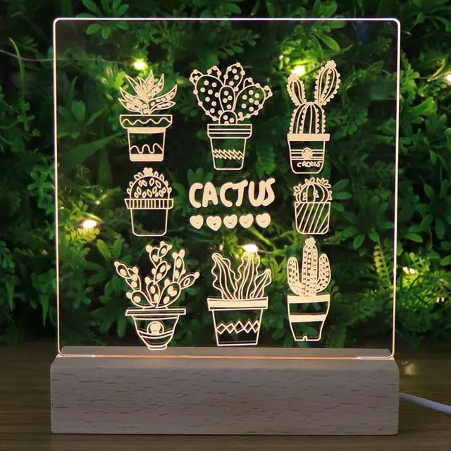  Lampu  hias lampu  meja acrylic lamp CACTUS untuk 