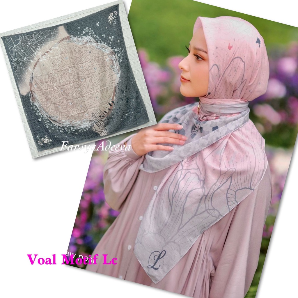 Kerudung Segiempat Deenay Lasercut Hijab Segi Empat Motif Denay Adeeva Jilbab Motif Rumah Hija'b-BUTTERFLY PEACH