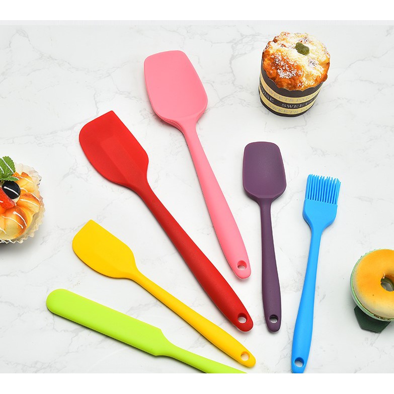 Spatula Set Sutil Alat Masak Silicone Food Grade 1Set isi 6 Pcs