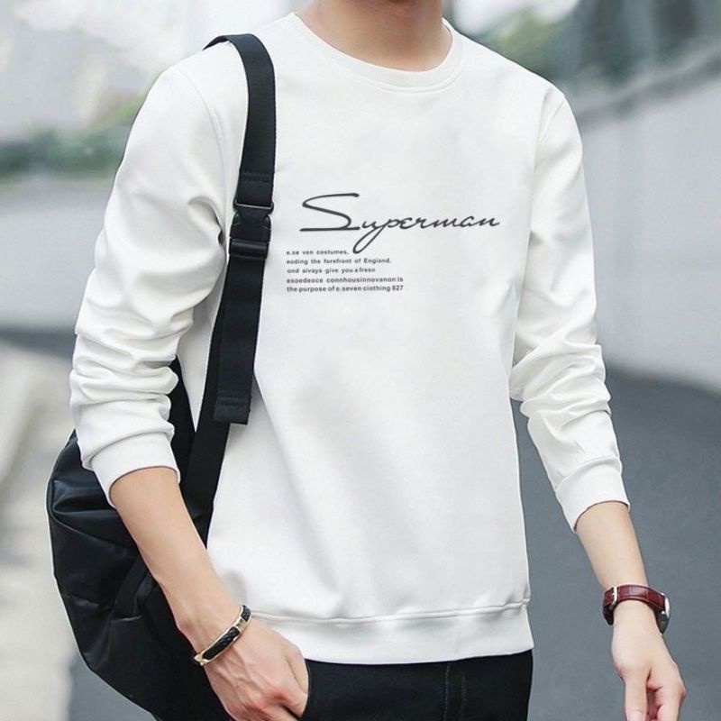 Kaos Model Sweater SUPERMAN Lengan Panjang (Pria) Motif Sablon Distro Keren cool trendy sporty