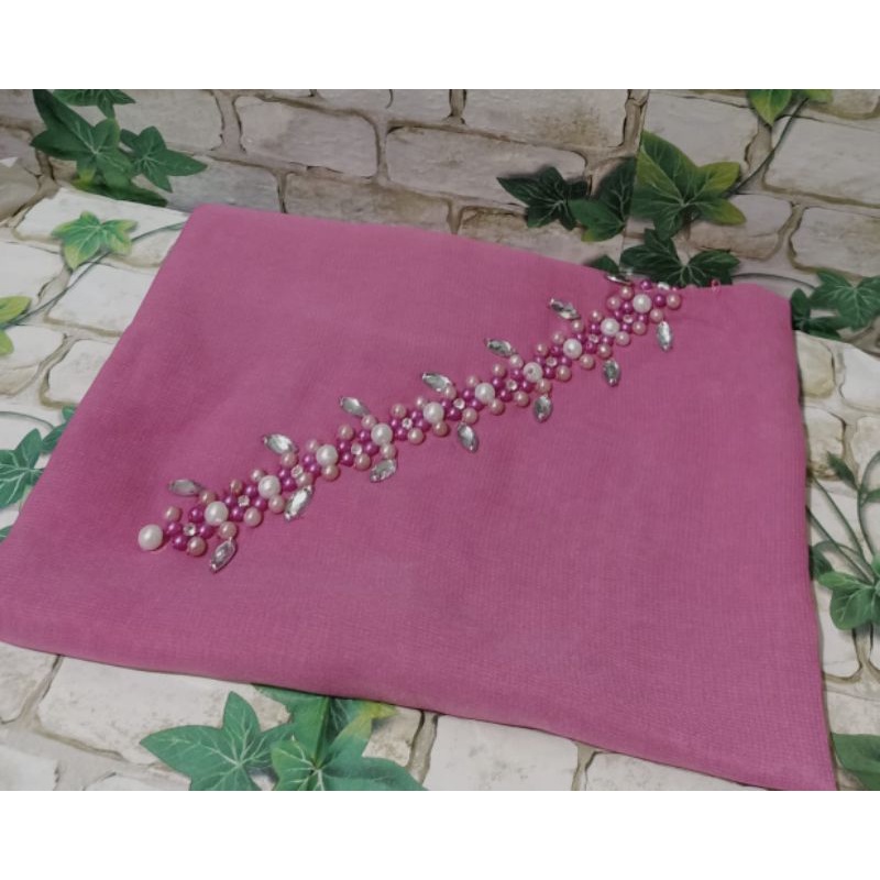 SEGIEMPAT PAYET BANDO BELLA/HIJAB BANDO MUTIARA/KERUDUNG PAYET BELLA SQUERE-Dusty pink