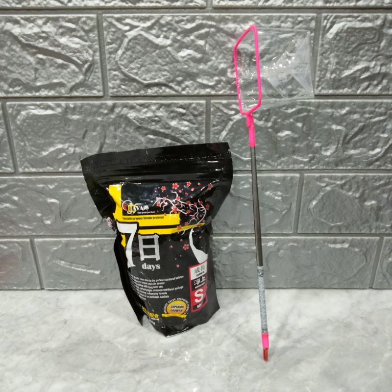 Paket Pakan Ikan + Serokan Mini Pelet Groomer 7 Days Size S 250 Gr