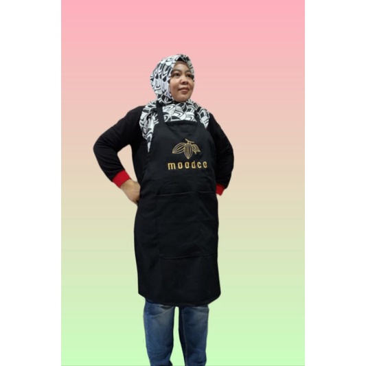 Apron Masak/Celemek Masak Polos Custom Logo Sablon dan Bordir