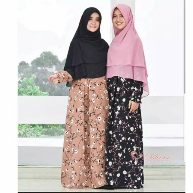 Jumbo gamis katun motif monalisa gamis bunga bunga