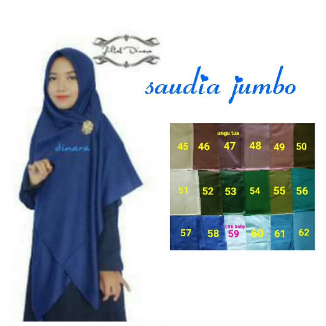 Jilbab / hijab segi empat  jumbo syar'i polos saudia  umama / arabia rawis / jahit neci terbaru
