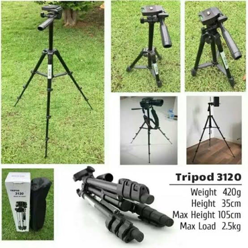 TRIPOD 3120 HOLDER U BLACK EDITION 102CM UNIVERSAL ALL IN 1 TRIPOD HITAM BAGUS