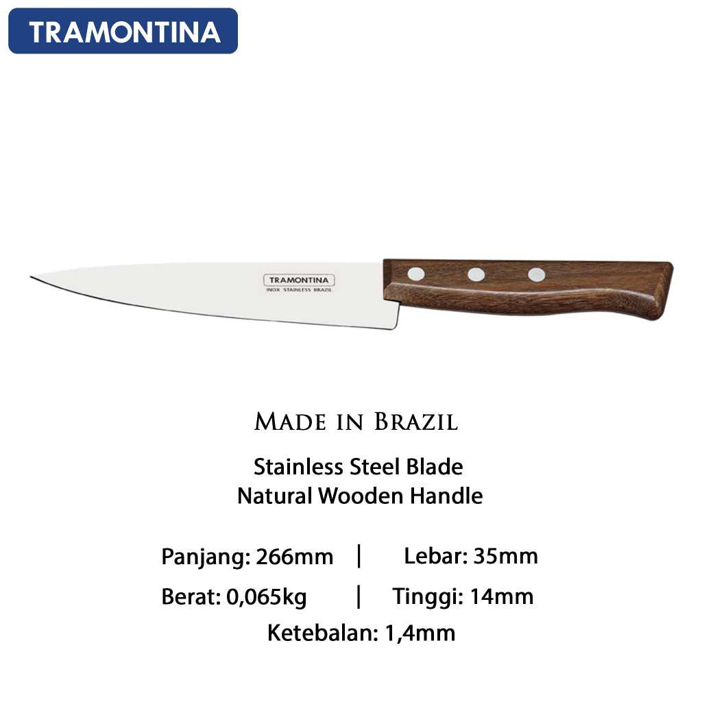 Pisau Dapur 7 Inch (17,5 Cm) Original Gagang Kayu Tramontina Brasil