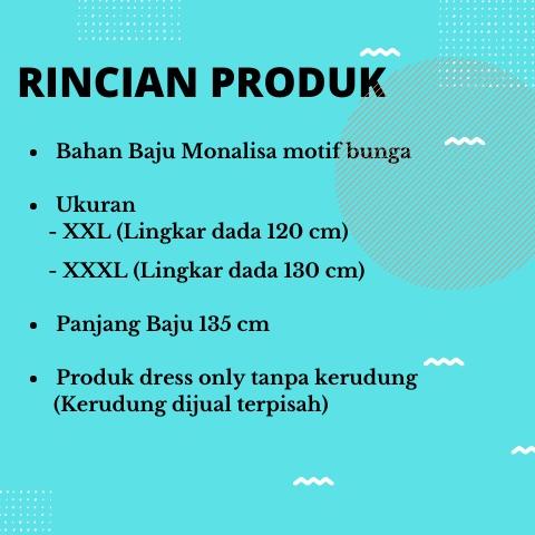 PML.774 ▪ Rumaisya Maxy Gamis Katun Monalisa Gamis Motif BungaBaju Gamis Wanita Jumbo LD 120 LD 130