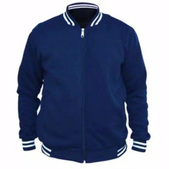 Jaket zipper Base Ball Hitam-Nevy