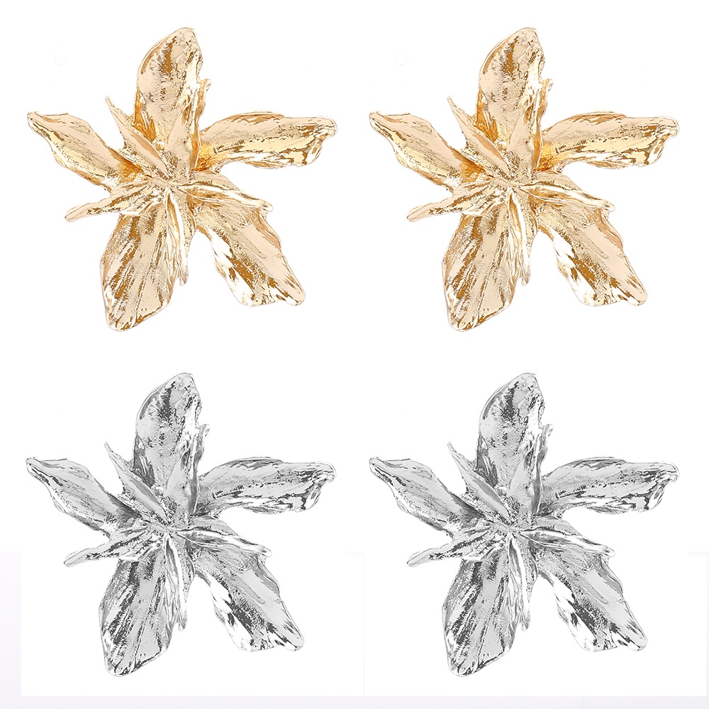 【COD Tangding】European American Exaggerated Large Flower Earrings Fashion Petal Leaf Earstuds Korea Jewelry Accessories