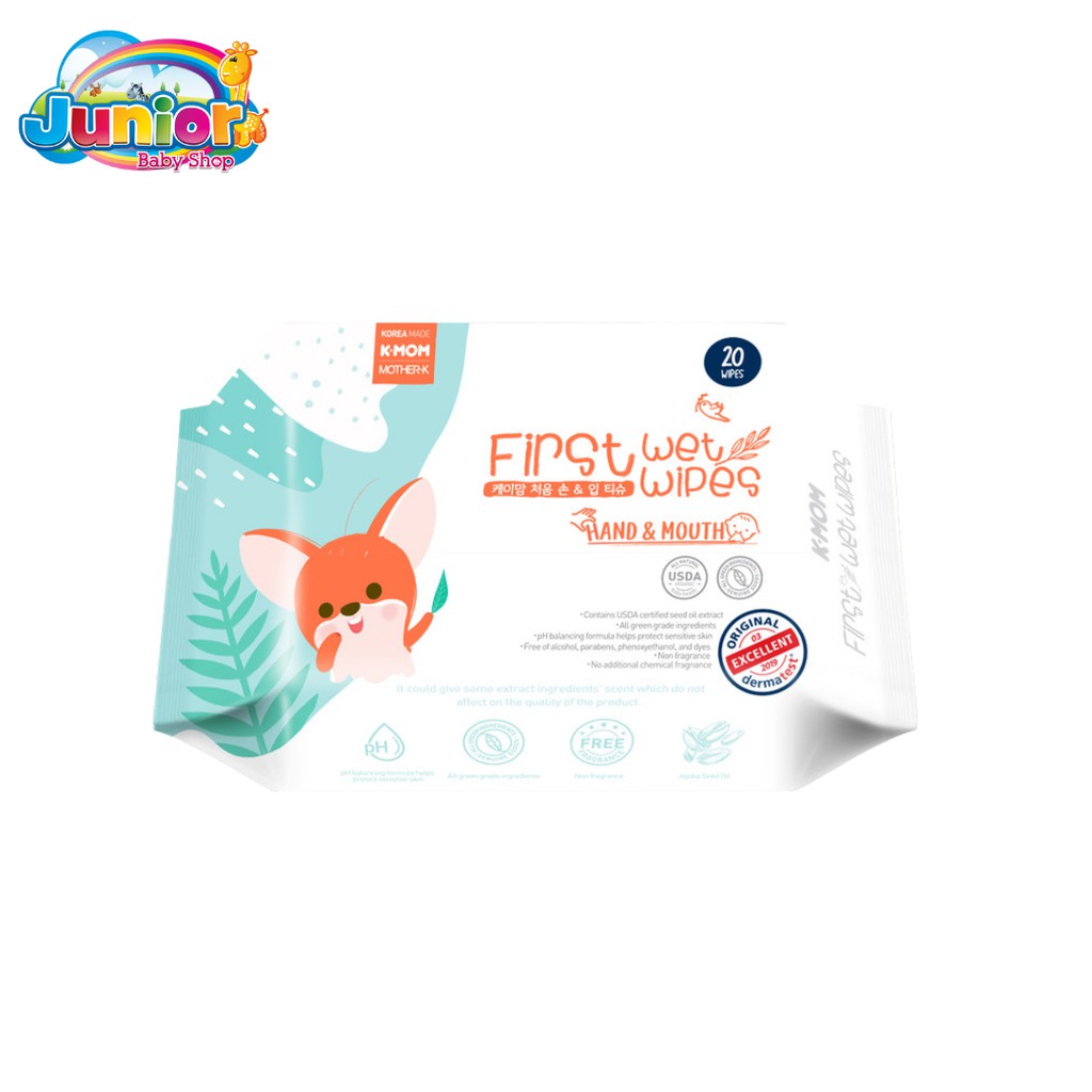 K-MOM First Hand&amp;Mouth Baby Wipes 20pcs