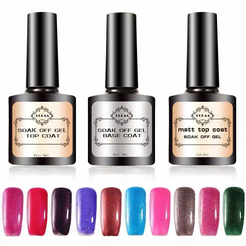 LULAA top coat base coat matte top coat 8ml uv led soak off gel polish