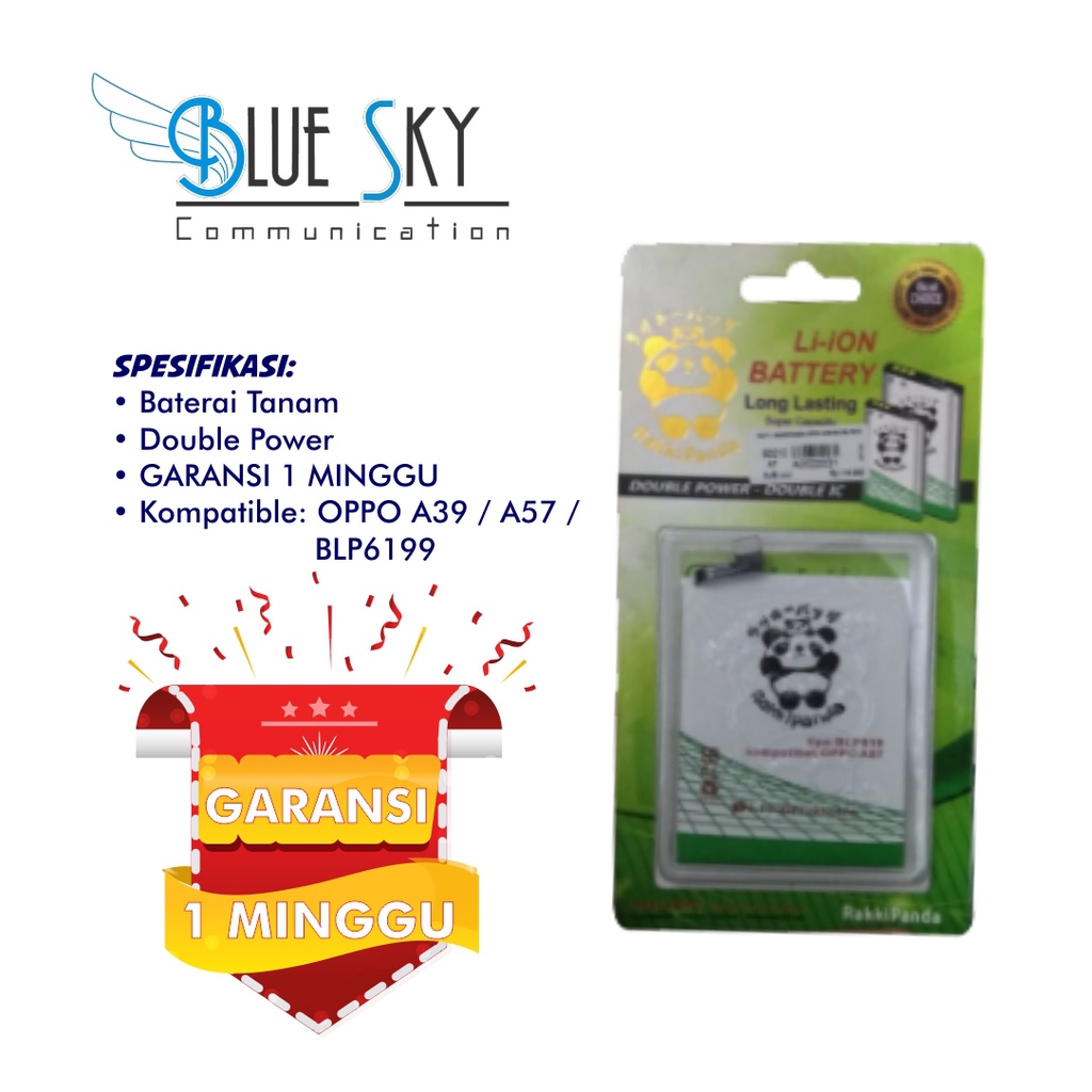 BATERAI RAKKIPANDA OPPO A39 / A57 / BLP619 DOUBLE POWER