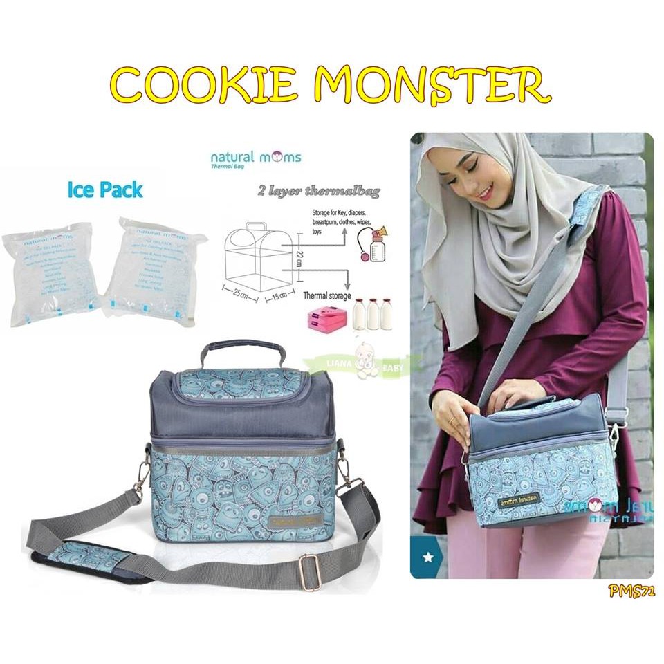 PMS71 COOLER BAG NATURAL MOMS COOKIE MONSTER TAS ASI