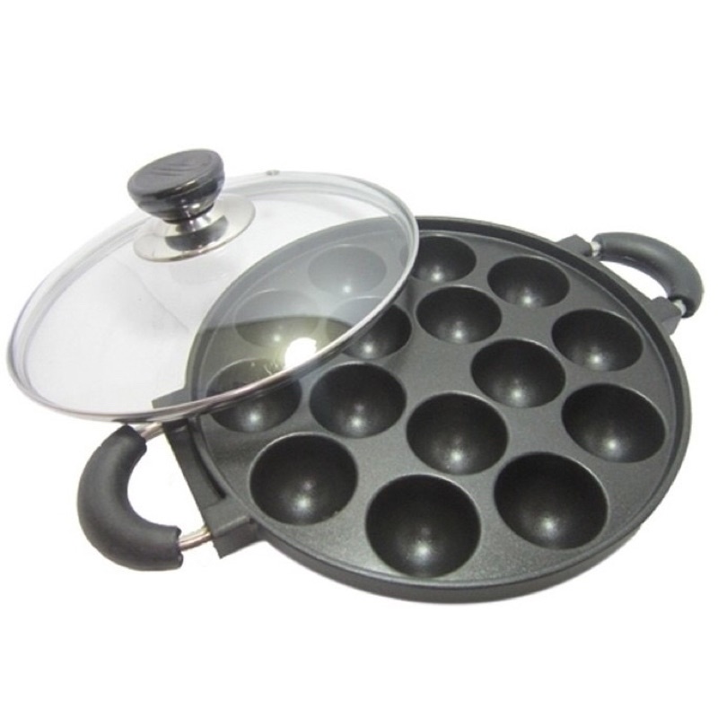 Loyang Wajan Teflon Cetakan Kue Cubit Takoyaki Poffertjes 19 Lubang Snack Maker Pan Anti Lengket