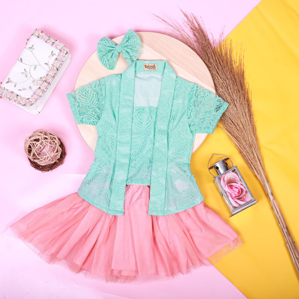 KEBAYA ANAK MODERN ROK TUTU MINT COMBI SALEM USIA 0-1 TAHUN