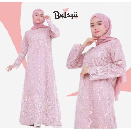 (READY JUMBO) Termurah [BISA COD] Najma Brukat Gamis Baju / Gamis Polos Modern / Gamis Polos Kombina