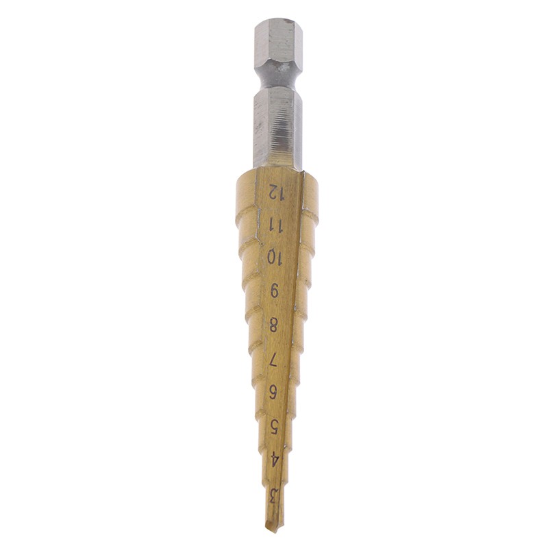 3-12mm Coated Stepped Drill Bits Hex Handle Drill Bit Metal Drilling Power Too