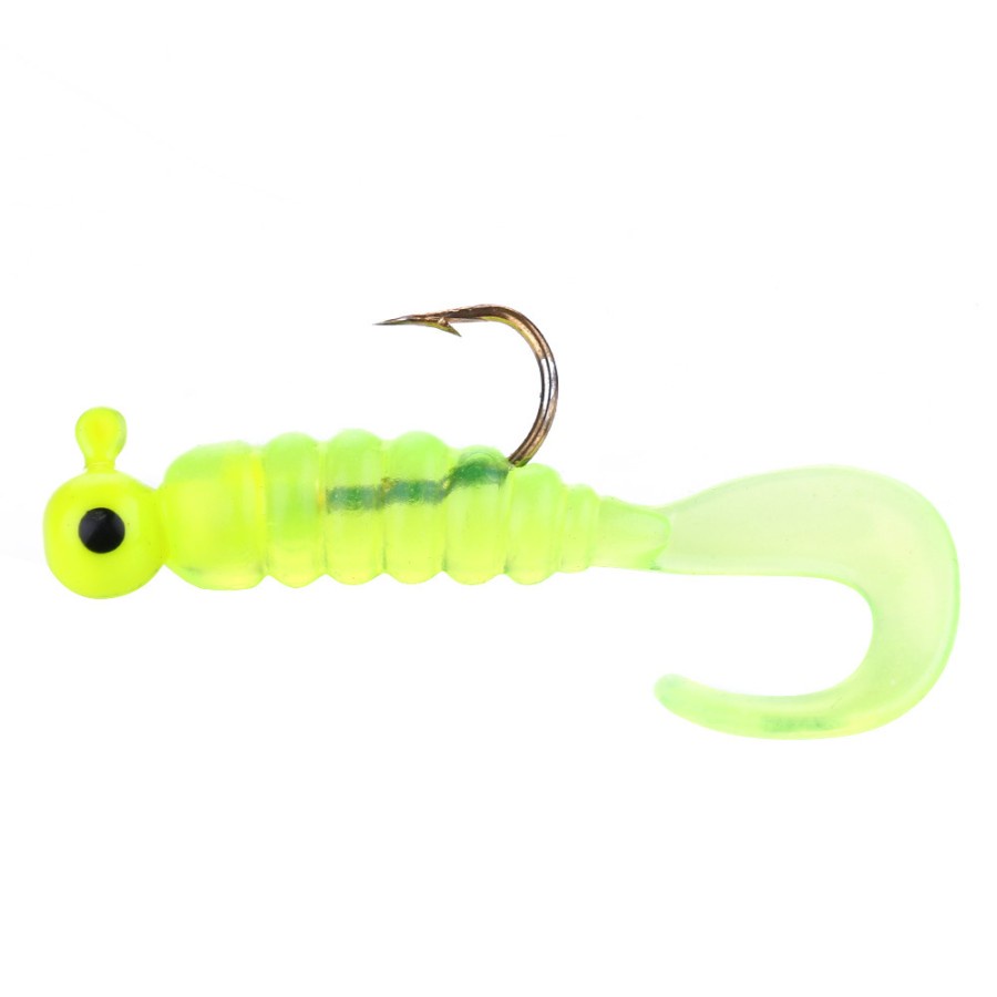 Umpan Pancing Sea Bass Bait Jig Head Twirl Tails Worm 1.75G 7 PCS - Green