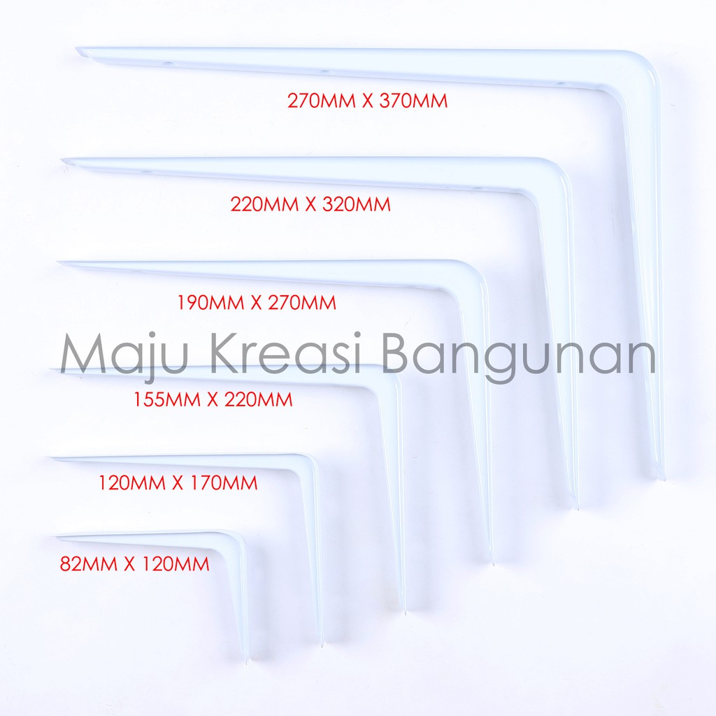 Siku Rak L Tebal SOLIGEN 155mm x 220mm Shelf Bracket Ambalan Meja Besi Putih 155 220 mm