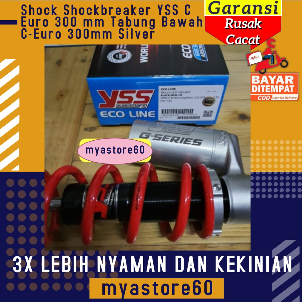 Shock Shockbreaker Shockbreker YSS C Euro 300 mm Tabung Bawah C-Euro 300mm Silver Universal Matic