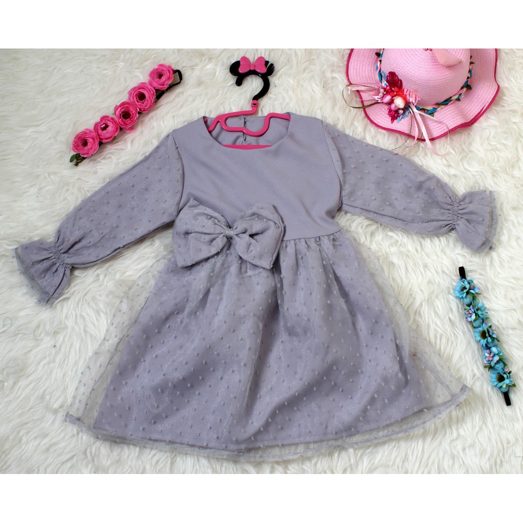 Kids Vanila/Baju Asimetris Anak Perempuan Midi Dress Organdi IMPORT Bahan Moscrepe Untuk Usia 4 Tahun Sampai 6 Tahun