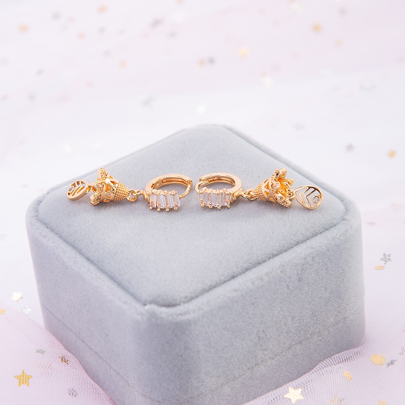 [√COD]A-245 Anting wanita grosir murah dengan batu permata berlapis emas DIY lonceng kecil-2